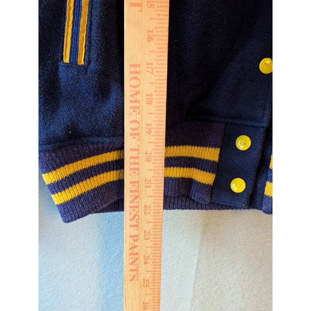 Vtg 1979 Varsity Blue Gold Jacket cheerleader Wool Blend Sz 36 "Laura" & "MCH" - Picture 12 of 13